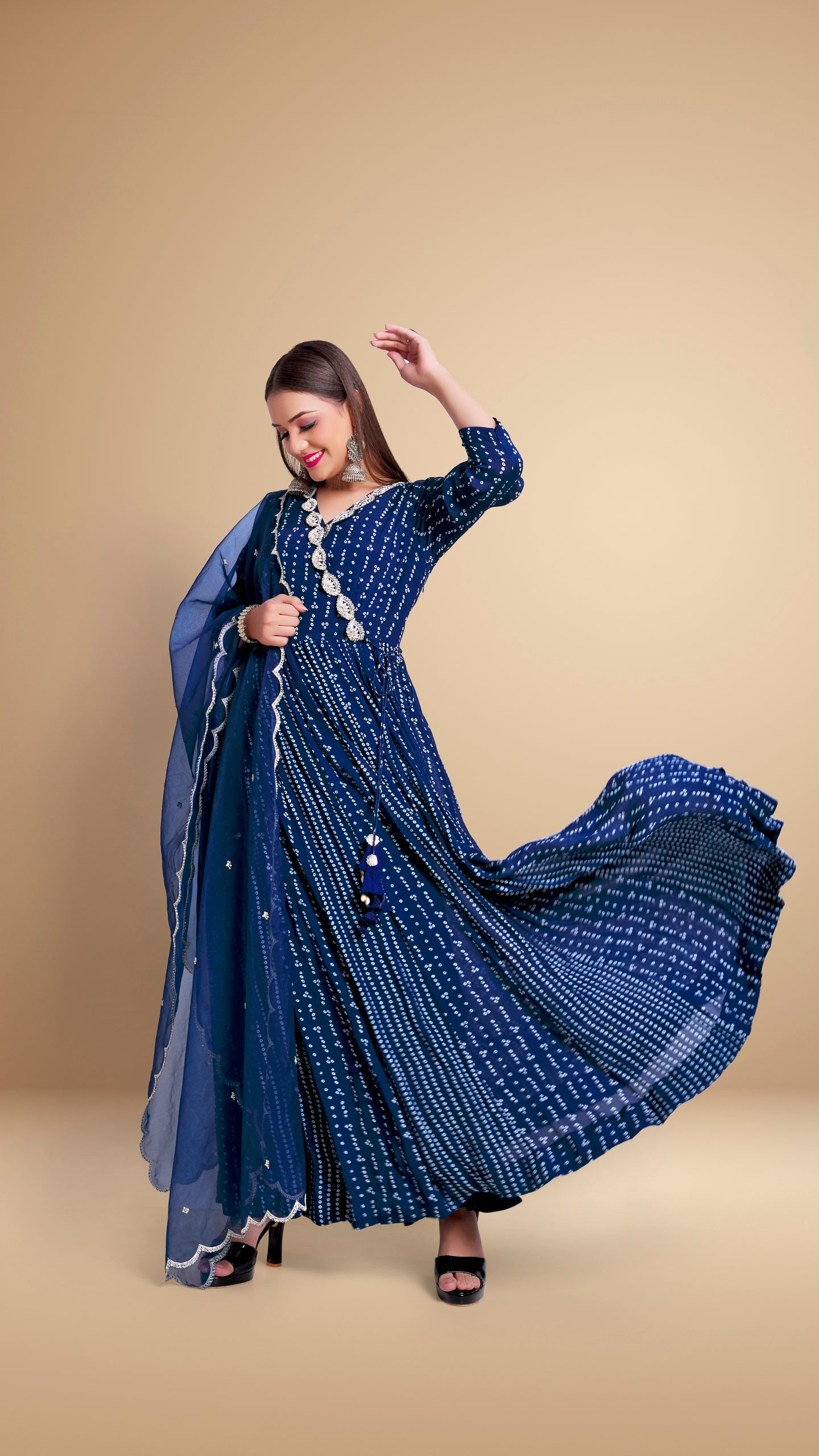 Royal Blue Designer Dress with Dupatta