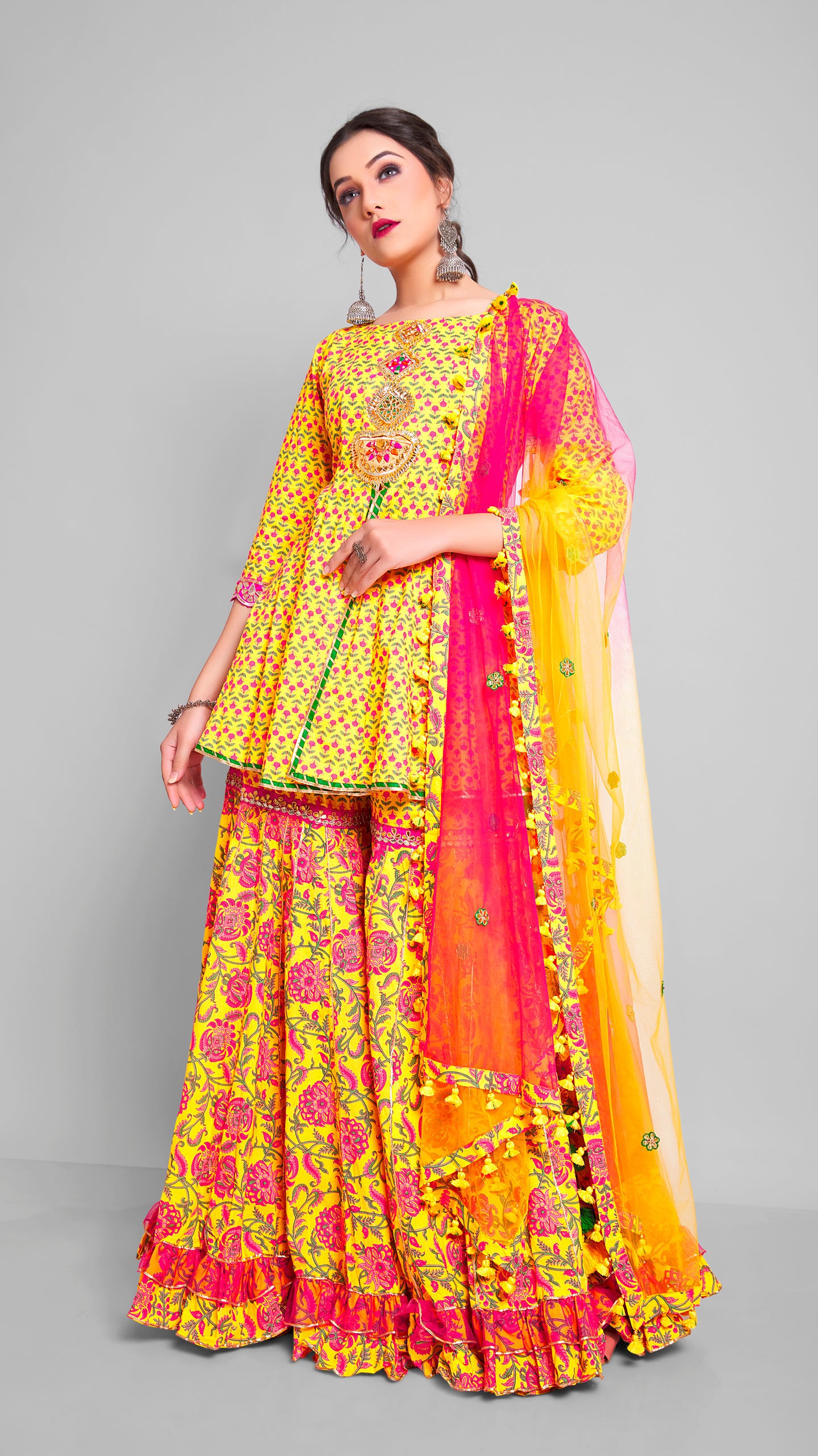 Yellow and Red Designer Dress