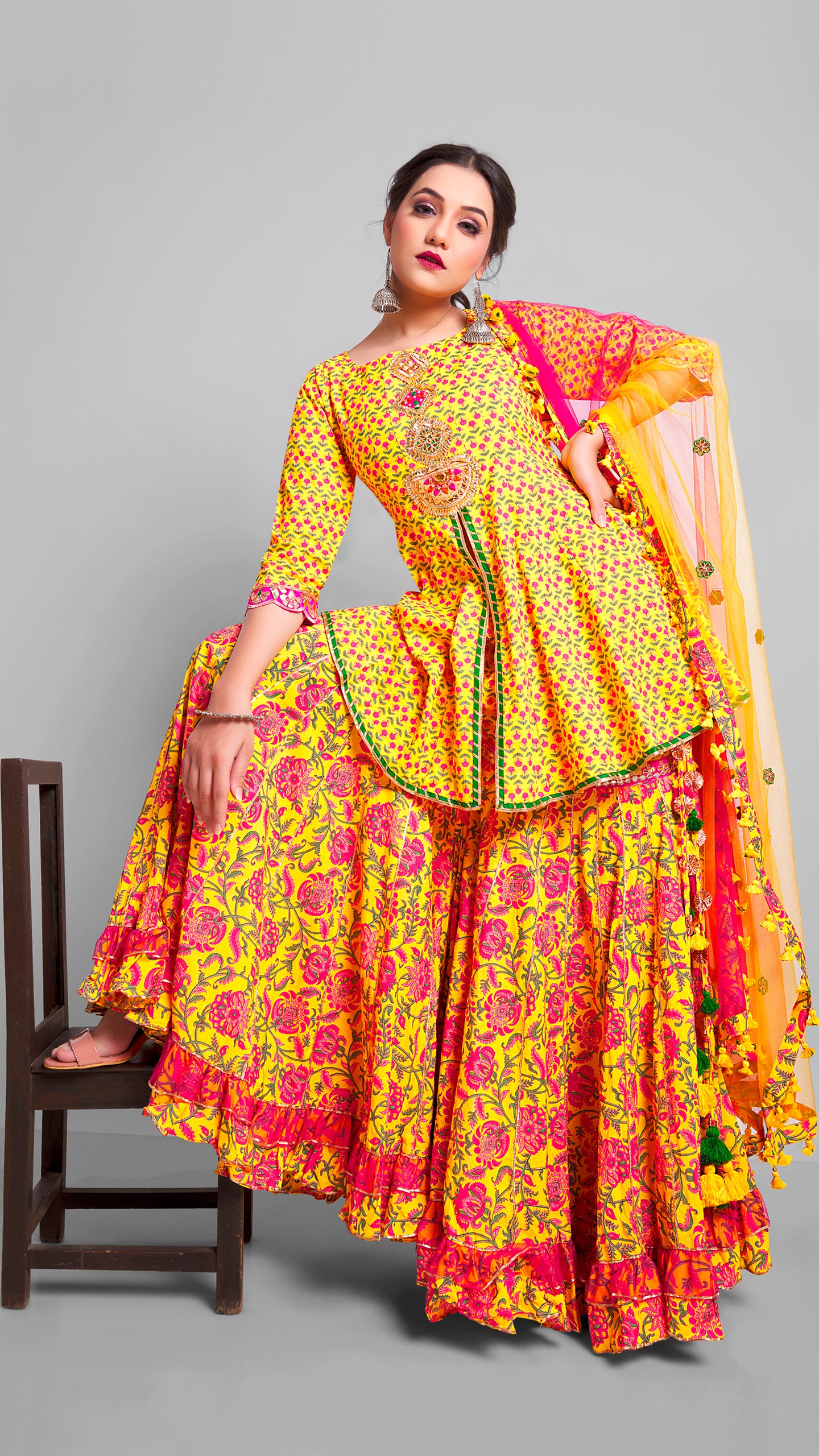Yellow and Red Designer Dress