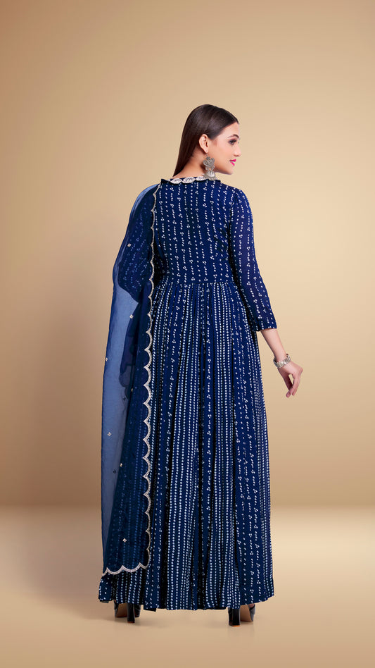 Royal Blue Designer Dress with Dupatta